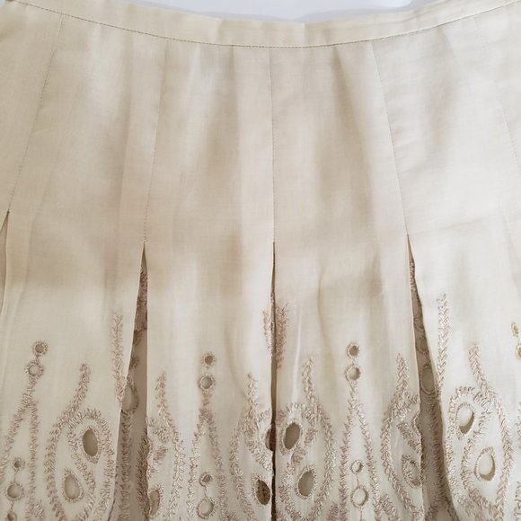Talbots Midi Skirt Ecru Eyelet Embroidered Lined Cotton 6 EUC - Picture 6 of 9